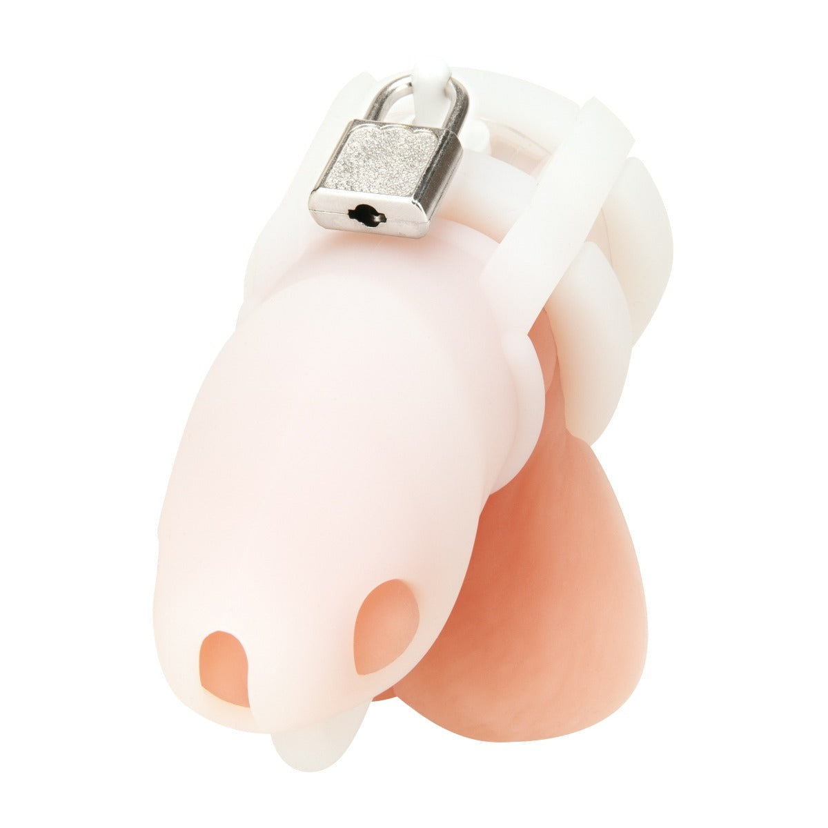 Blue Line Small 2" Cock Cage With Ball Divider - White 