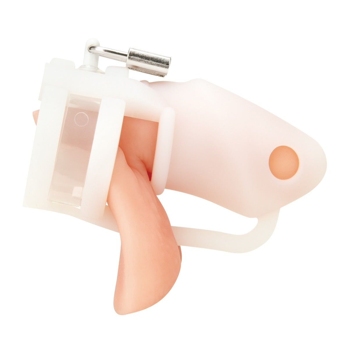 Blue Line Small 2" Cock Cage With Ball Divider - White – product detail view 