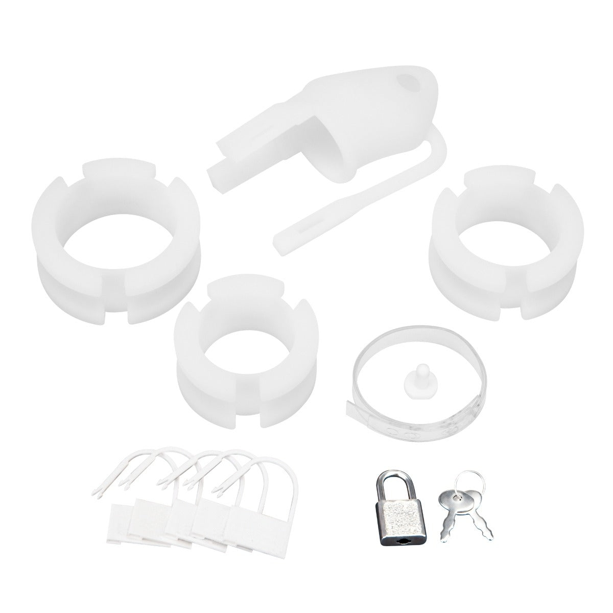 Blue Line Small 2" Cock Cage With Ball Divider - White – with retail packaging 