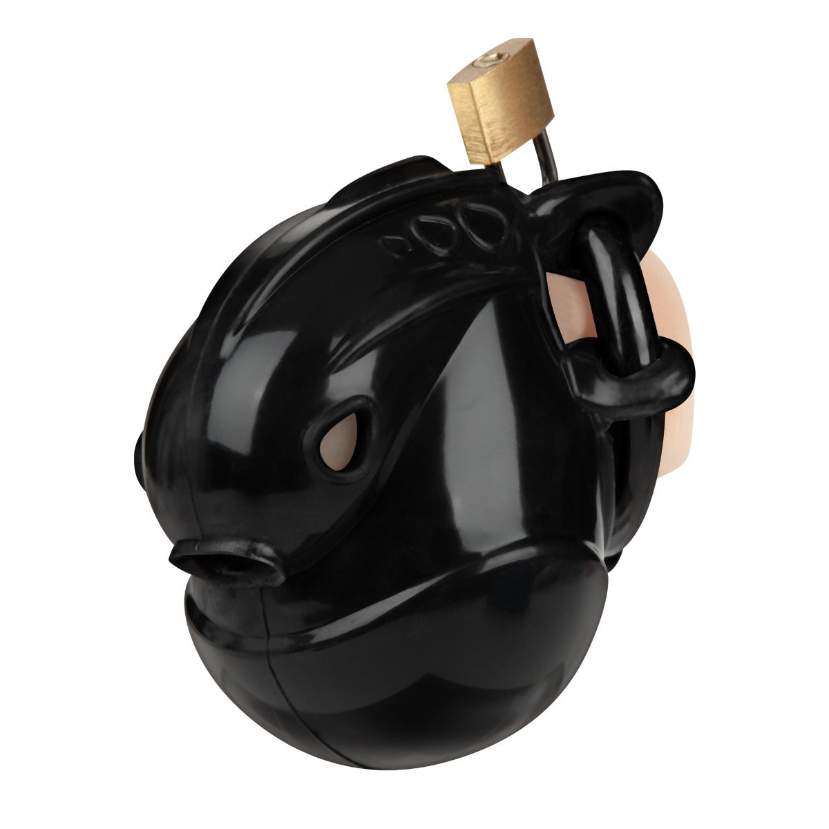 Blue Line Full Restraint Silicone Cock And Balls Chastity Device - Black 