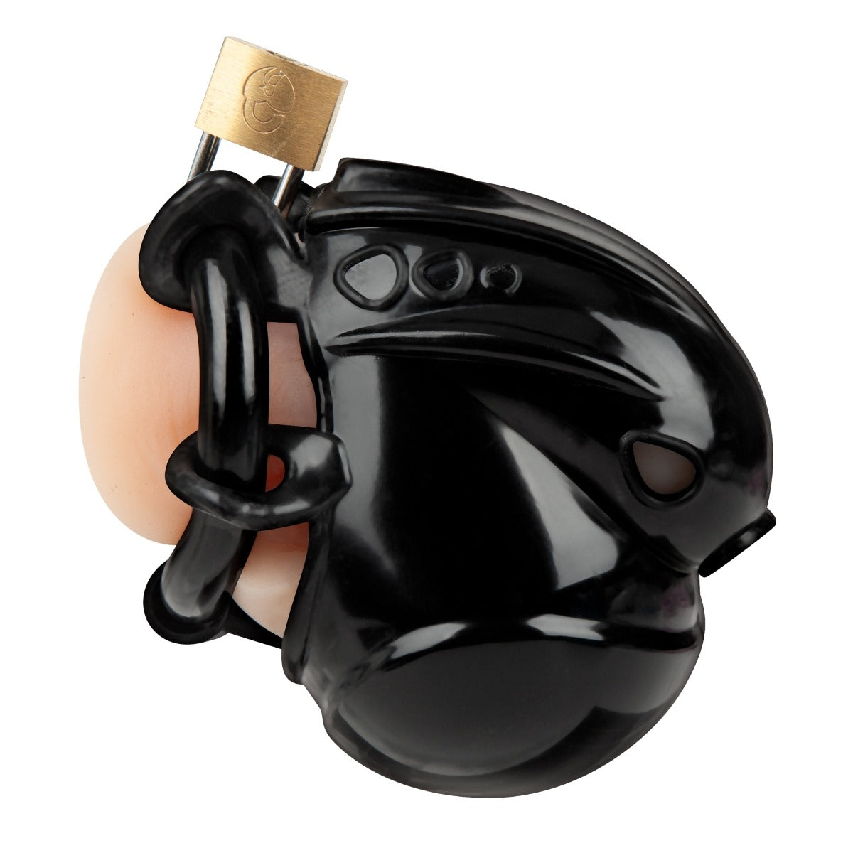 Blue Line Full Restraint Silicone Cock And Balls Chastity Device - Black – product detail view 
