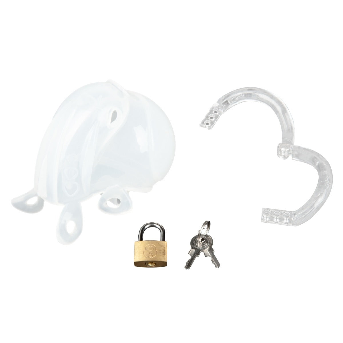 Blue Line Full Restraint Silicone Cock And Balls Chastity Device - White – with retail packaging 