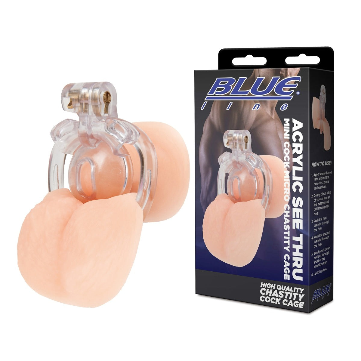 Blue Line Acrylic See Thru Mini Cock Micro Chastity Cage – additional product view