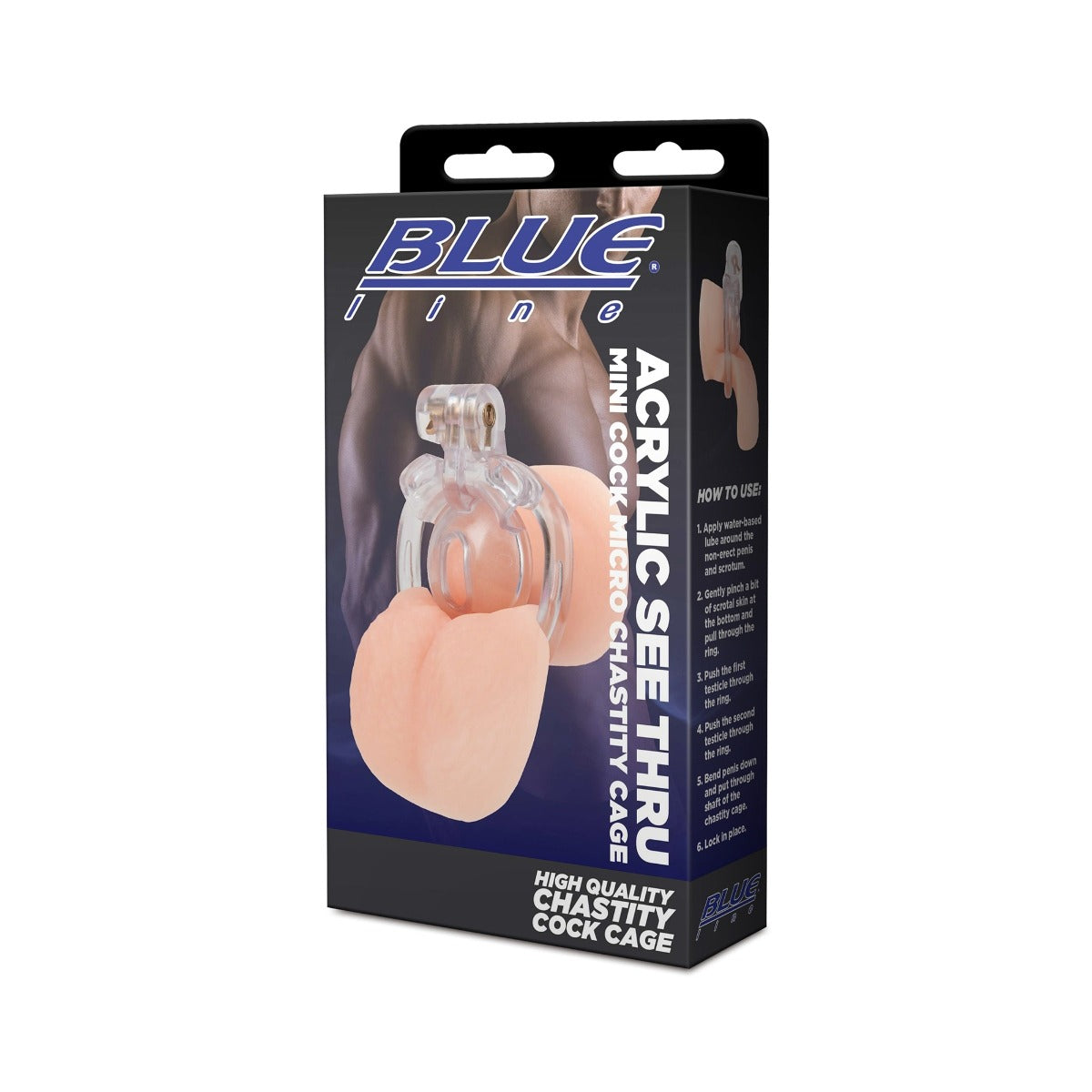 Blue Line Acrylic See Thru Mini Cock Micro Chastity Cage – alternate view