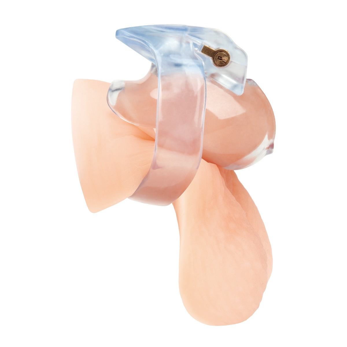 Blue Line Small Dick Acrylic Mini Chastity Cage – product detail view