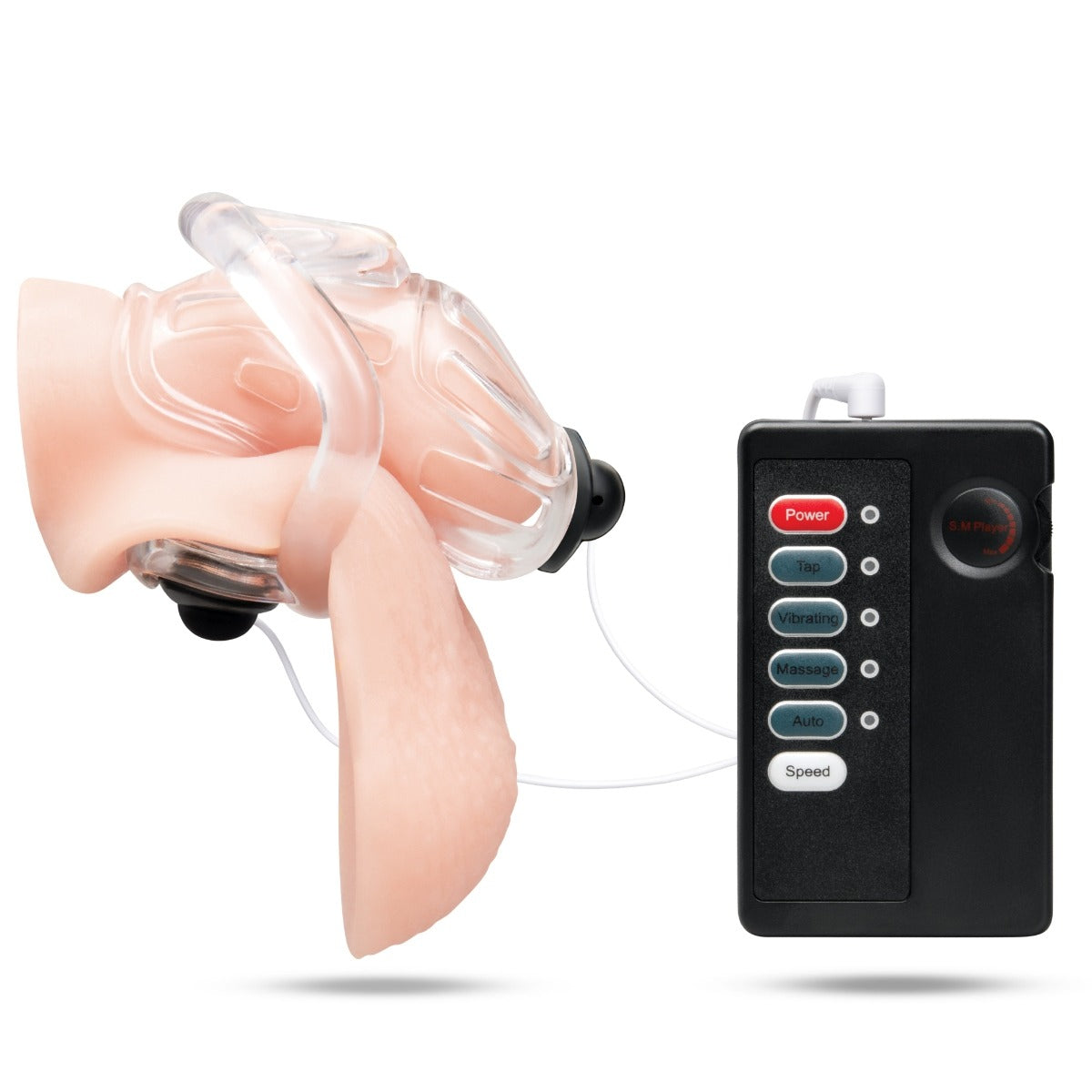 Blue Line Electroshock 1.75" Acrylic See Thru Chastity Cock Cage – product detail view