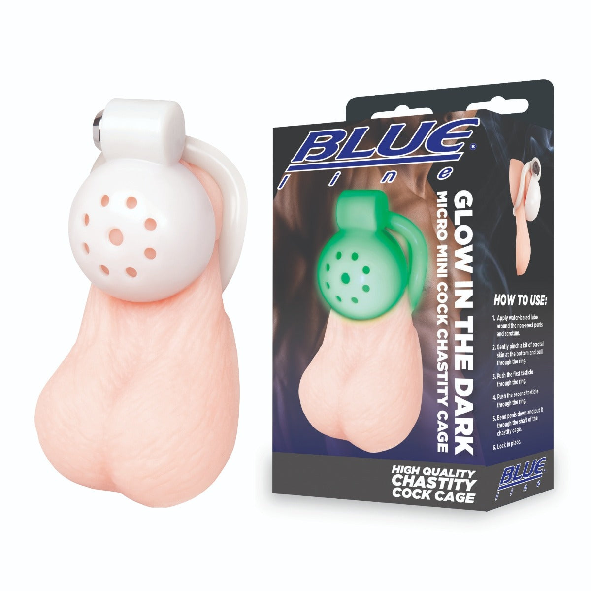 Blue Line Glow In The Dark Micro Mini Cock Chastity Cage – additional product view