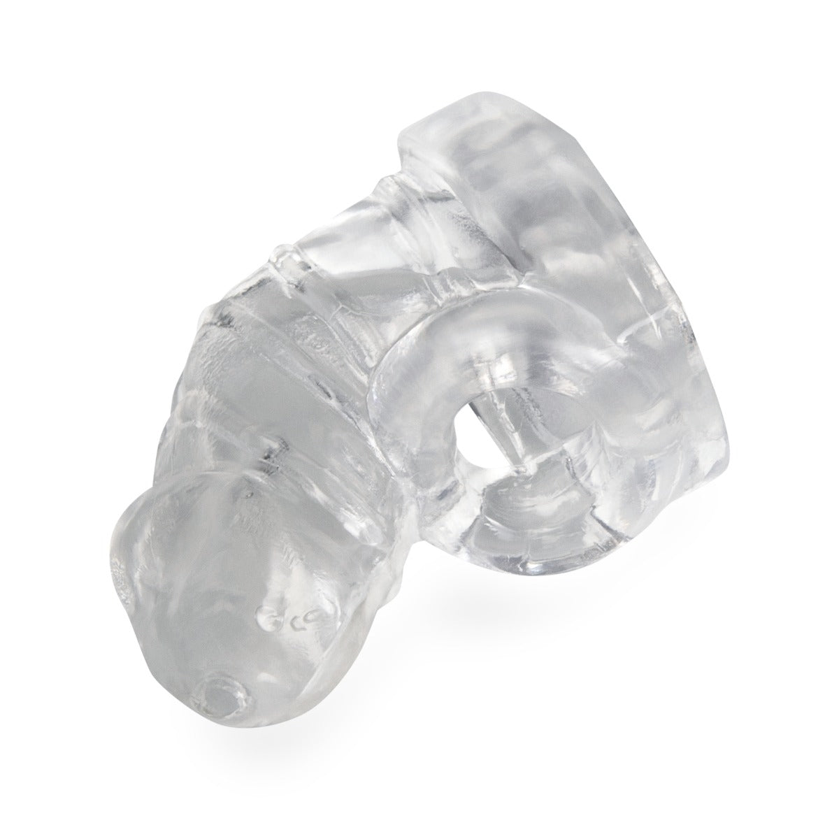 Blue Line Chastity Cage With Ball Loop And Pisshole - Clear – additional product view 