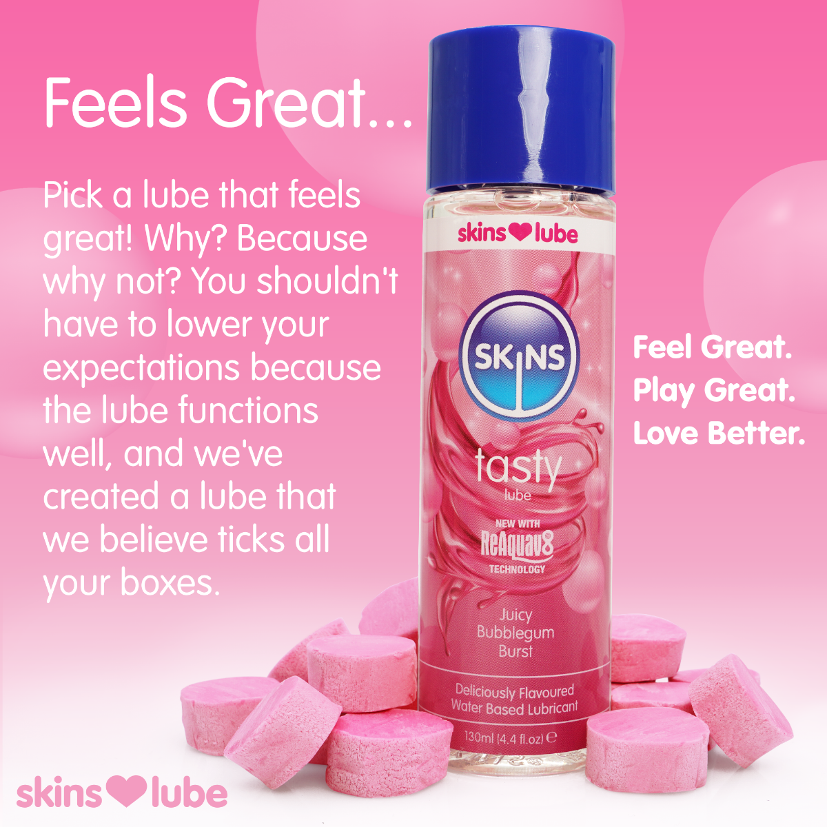 Tasty Lube - Juicy Bubblegum Burst - 4.4 fl oz (130ml) – feature infographic