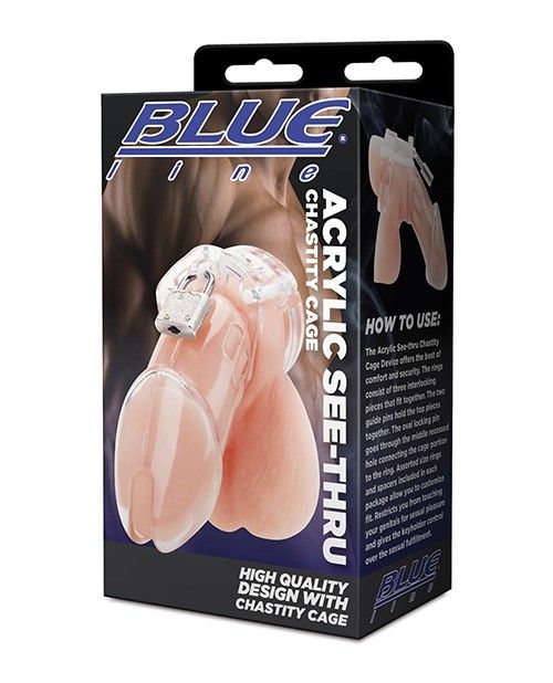 Blue Line Acrylic See-Thru Chastity Cage – alternate view