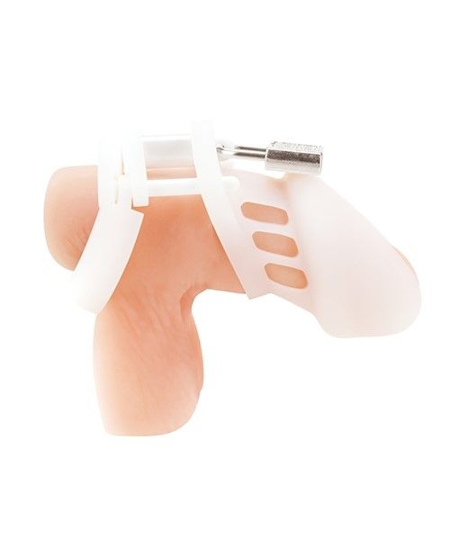 Blue Line Silicone Chastity Cage - White – product detail view 