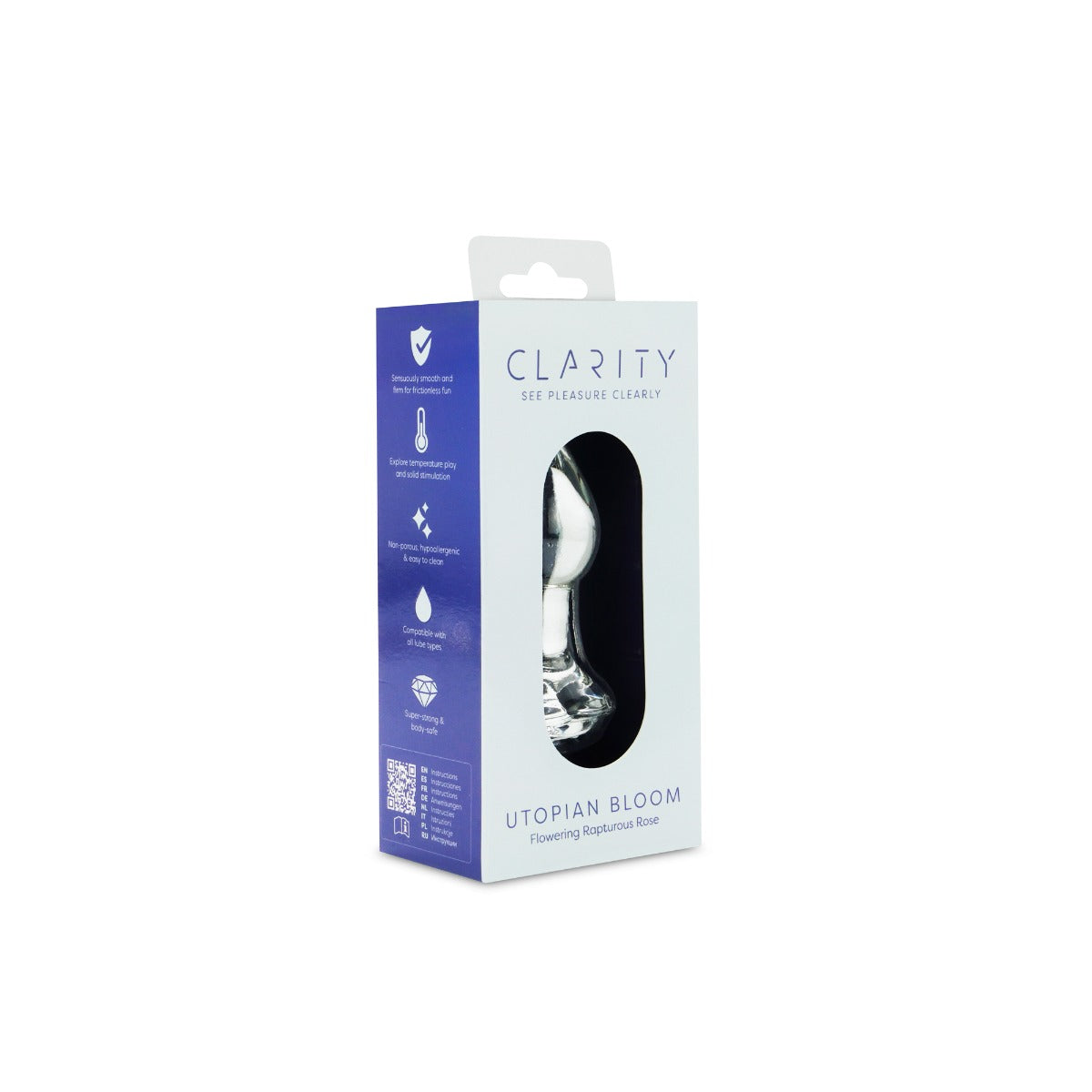 Utopian Bloom in Clear – angled right packaging view