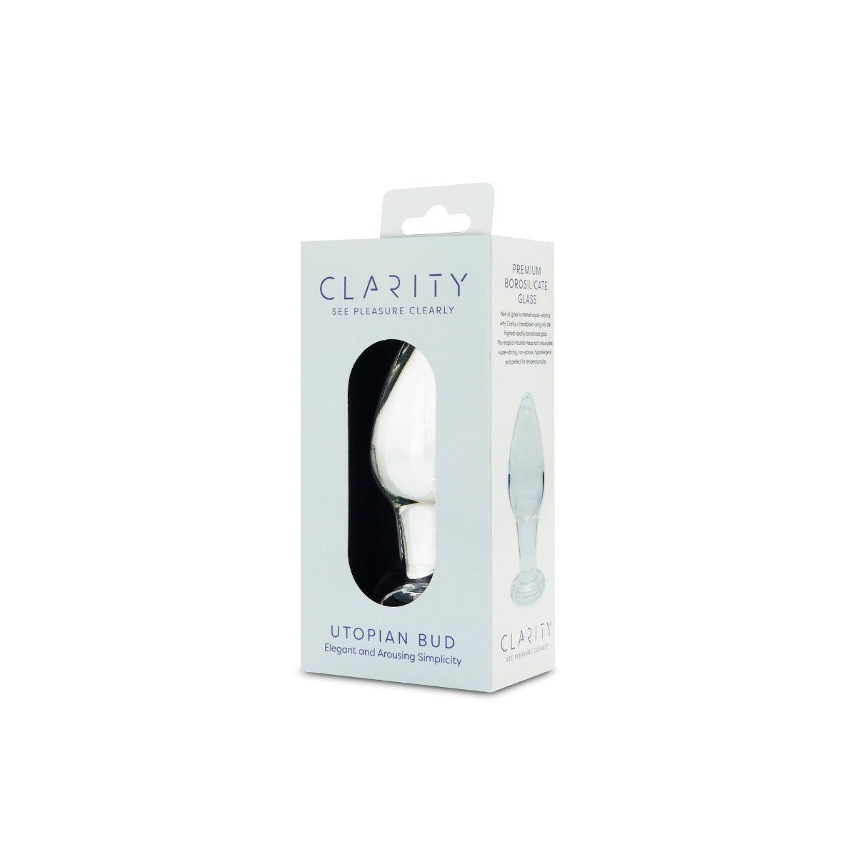 Utopian Bud in Clear – angled left packaging view