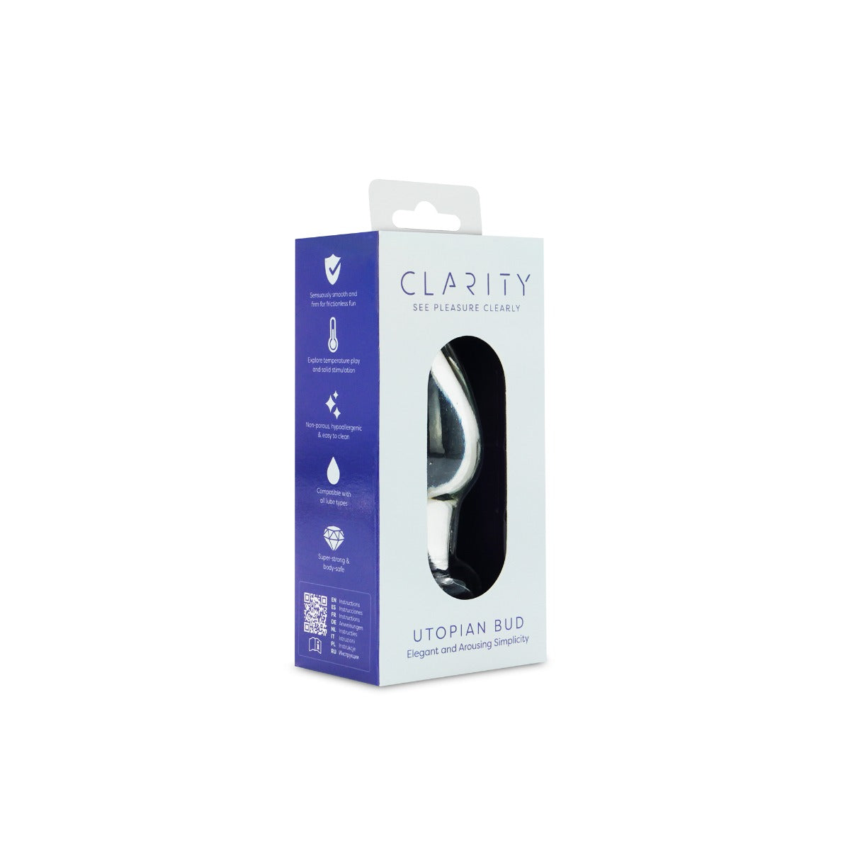 Utopian Bud in Clear – angled right packaging view