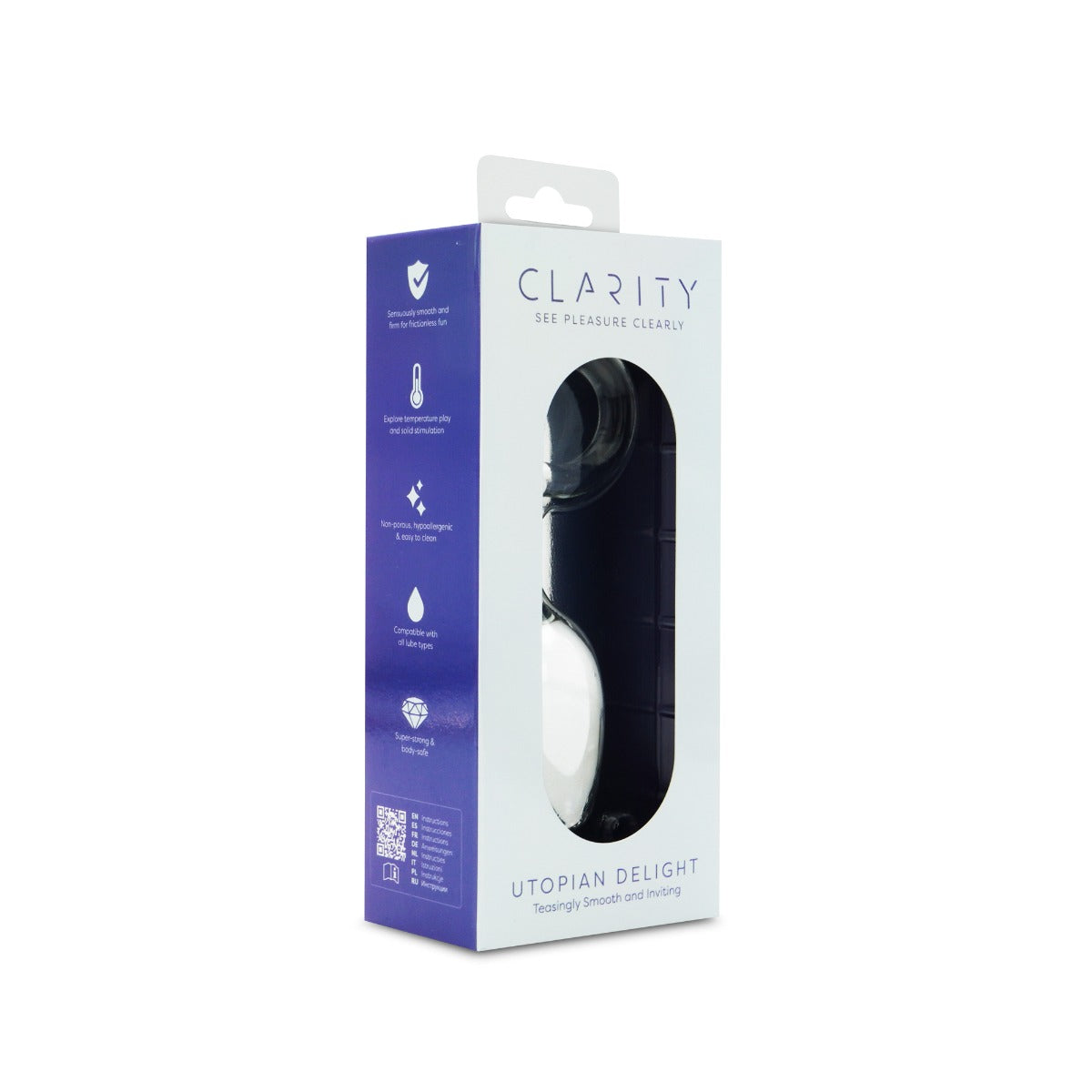 Utopian Delight in Clear – angled right packaging view
