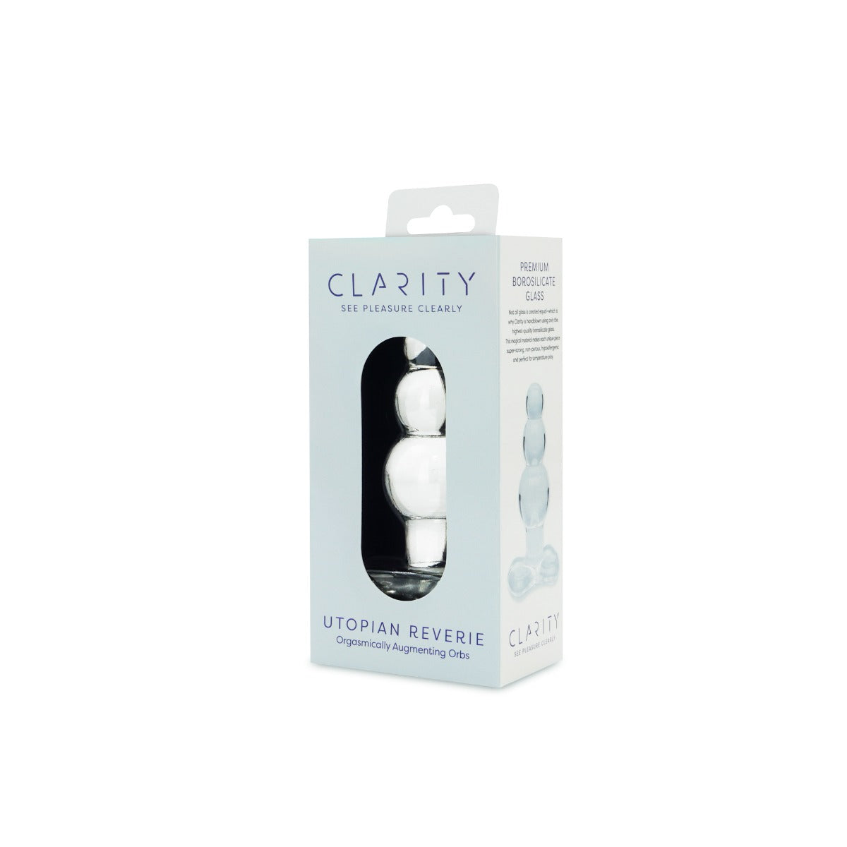 Utopian Reverie in Clear – angled left packaging view