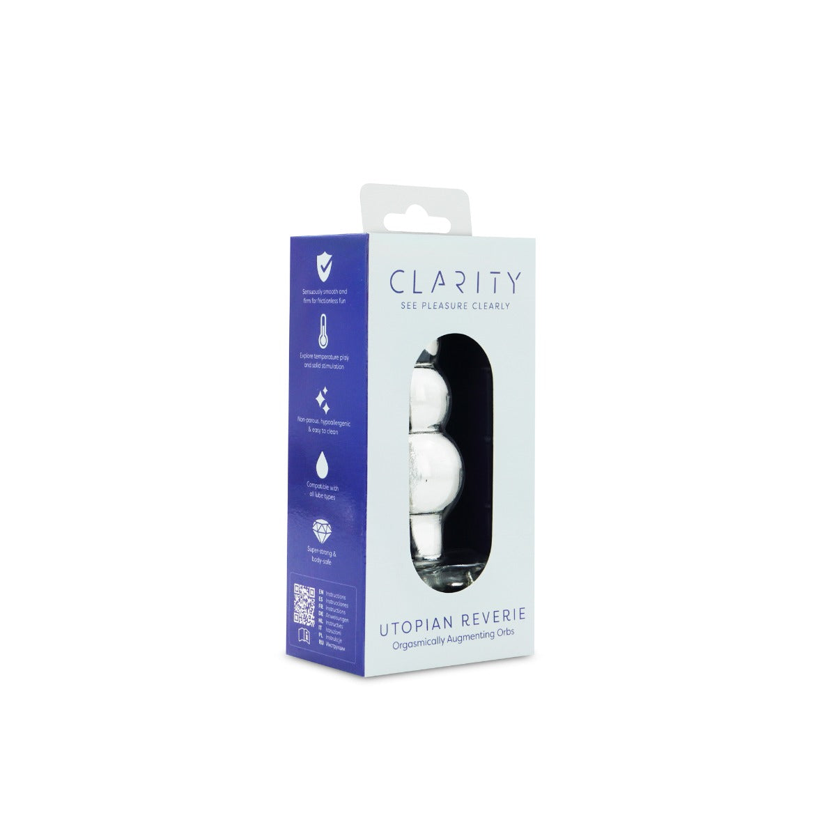 Utopian Reverie in Clear – angled right packaging view