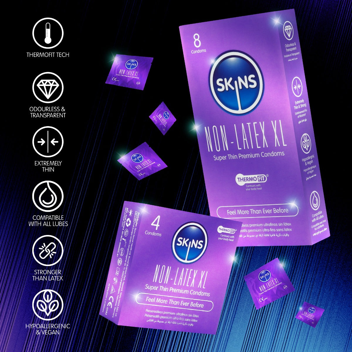 Skins Non-Latex XL Super Thin Premium Condoms - 4 Pack - product detail 4