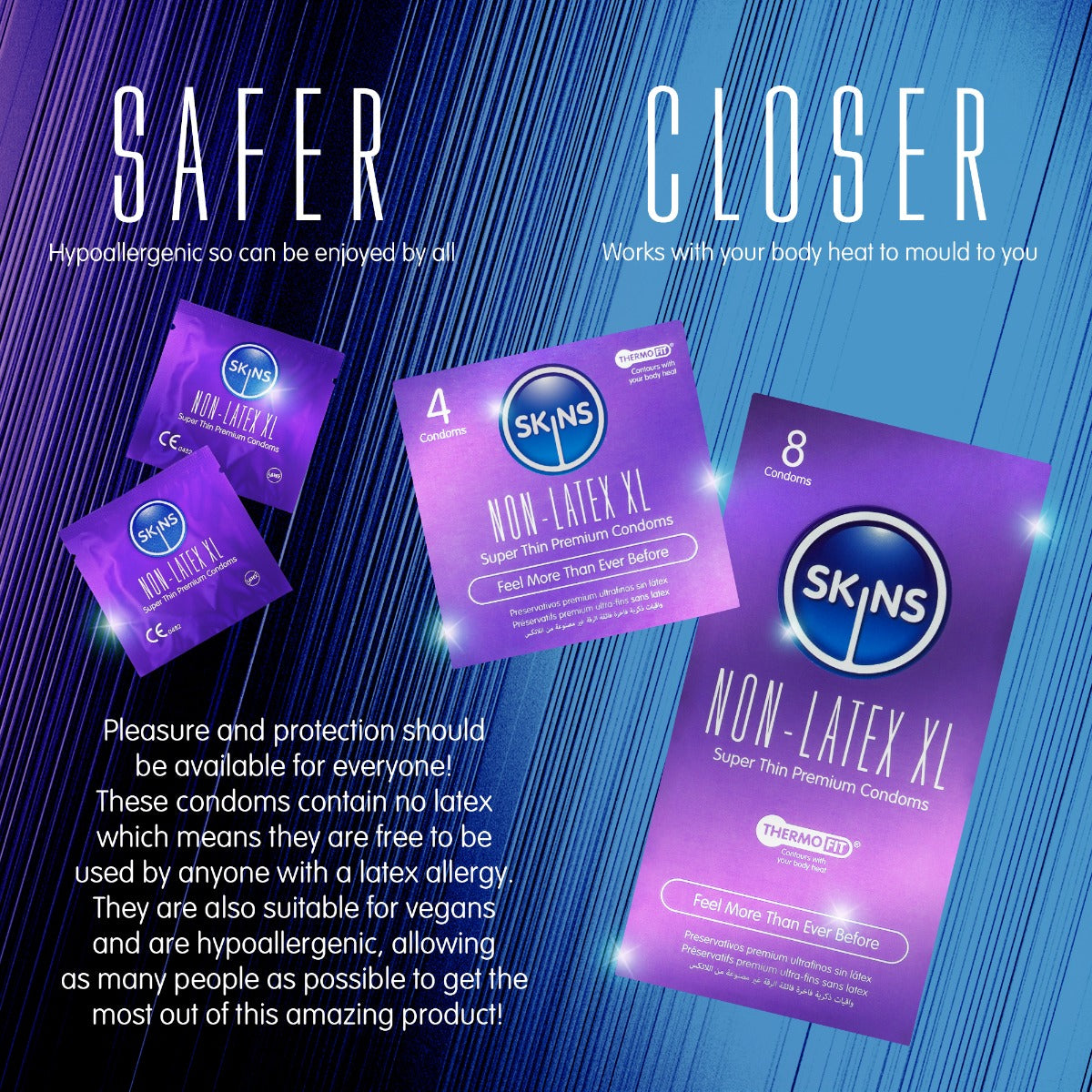 Skins Non-Latex XL Super Thin Premium Condoms - 4 Pack - product detail 2
