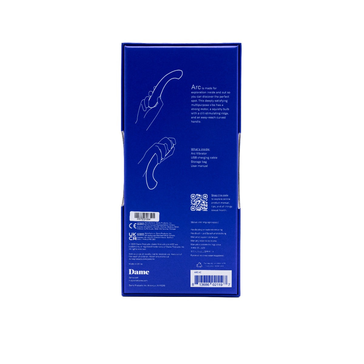 Dame Arc G-Spot Vibrator in Ice – with retail packaging