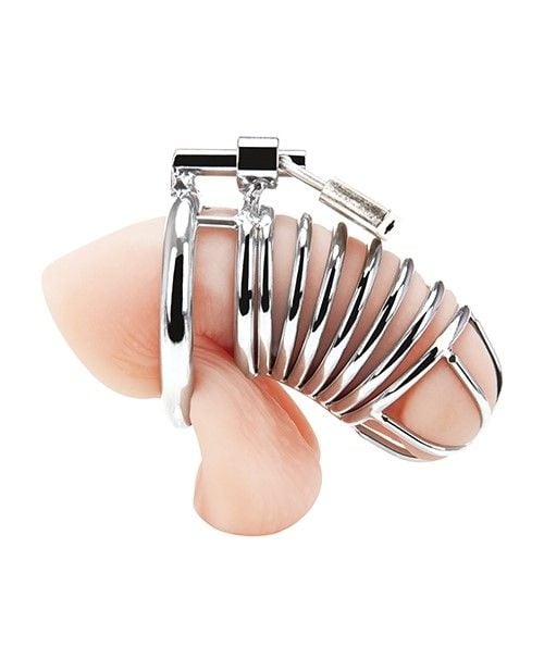 Blue Line Deluxe Chastity Cage - Silver – product detail view 