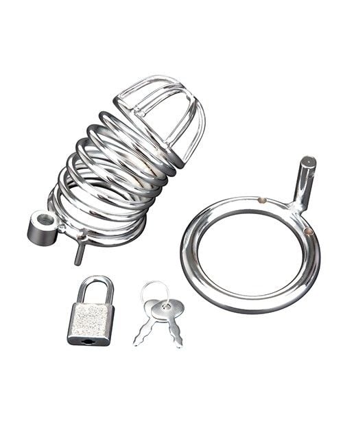 Blue Line Deluxe Chastity Cage - Silver – additional product view 