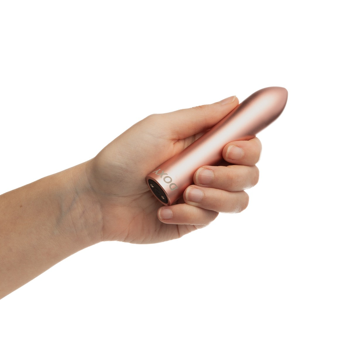 Doxy Bullet in Rose Gold – in-hand lifestyle view 