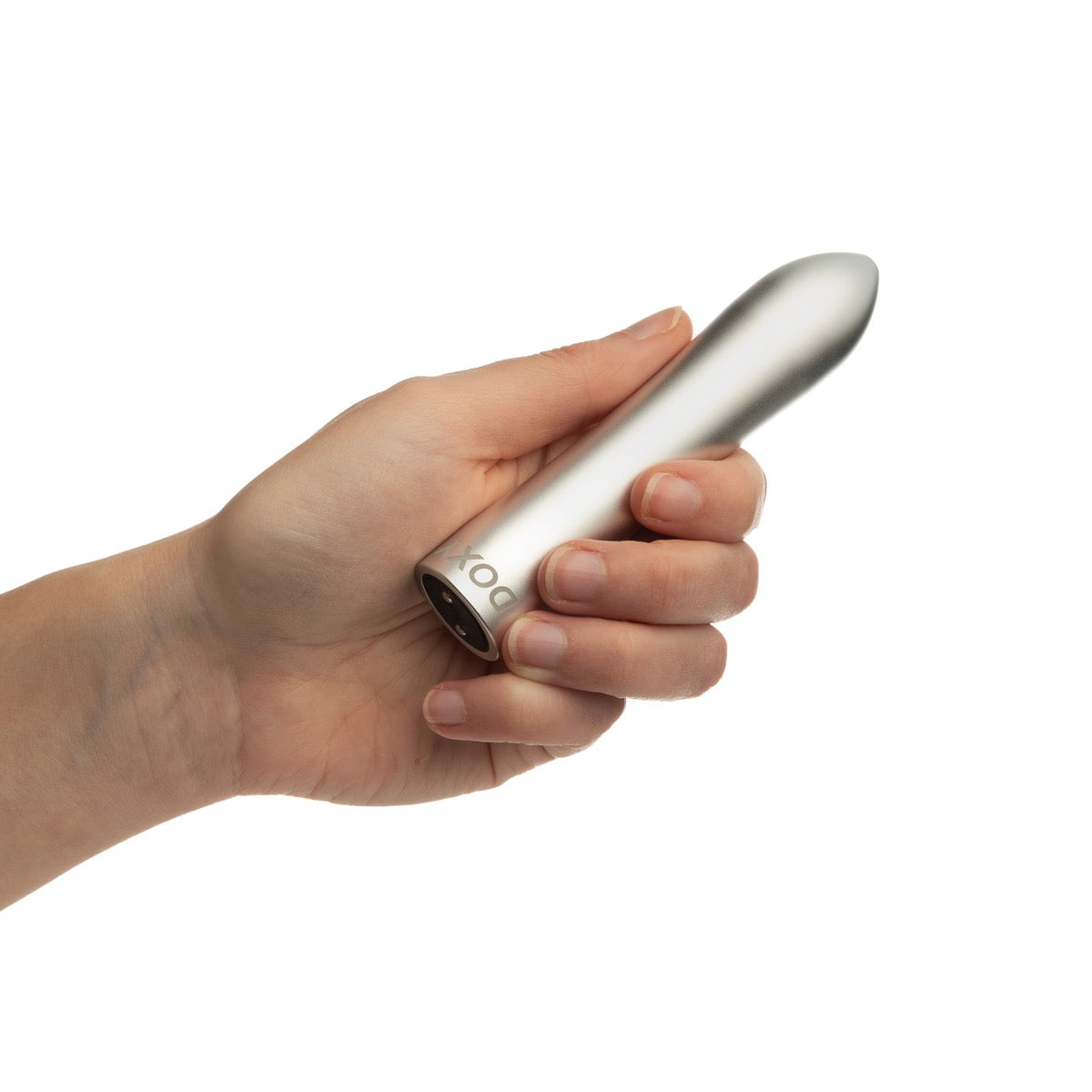 Doxy Bullet in Silver – in-hand lifestyle view 