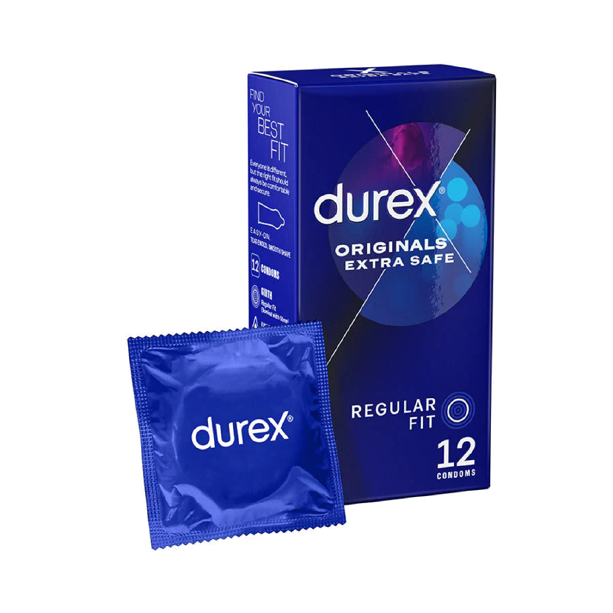 Durex Originals Regular Fit Extra Safe Condoms - 12 pack - packaging