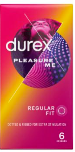 Durex Pleasure Me Regular Fit Condoms - 6 Pack - packaging