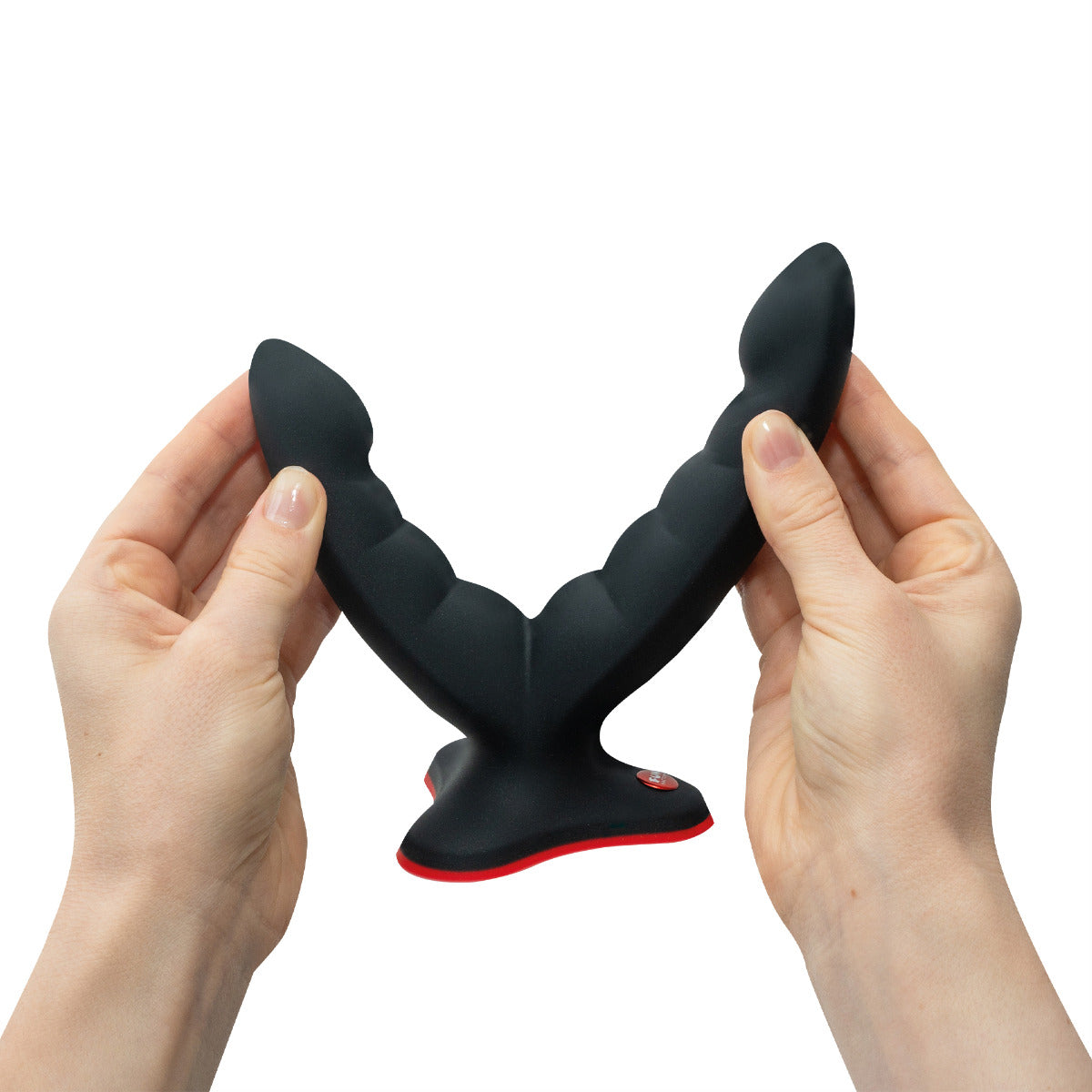 Fun Factory RYDE Grinding Dildo 4.8" in Black/Red – in hand 
