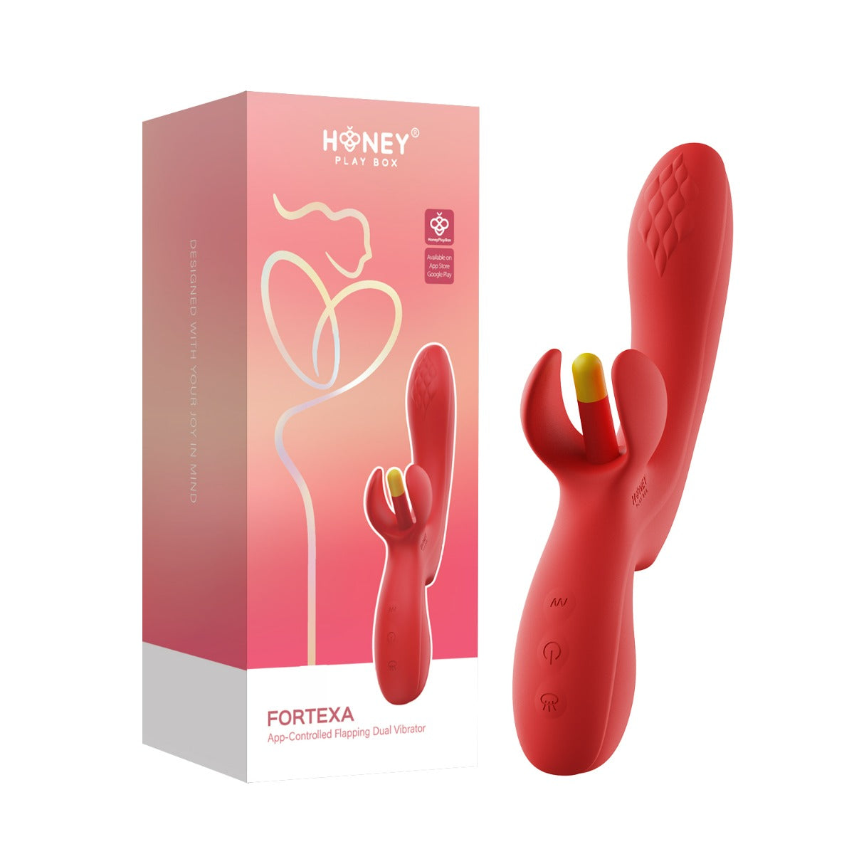 Honey Play Box FORTEXA App-controlled Flapping Dual Vibrator in Red