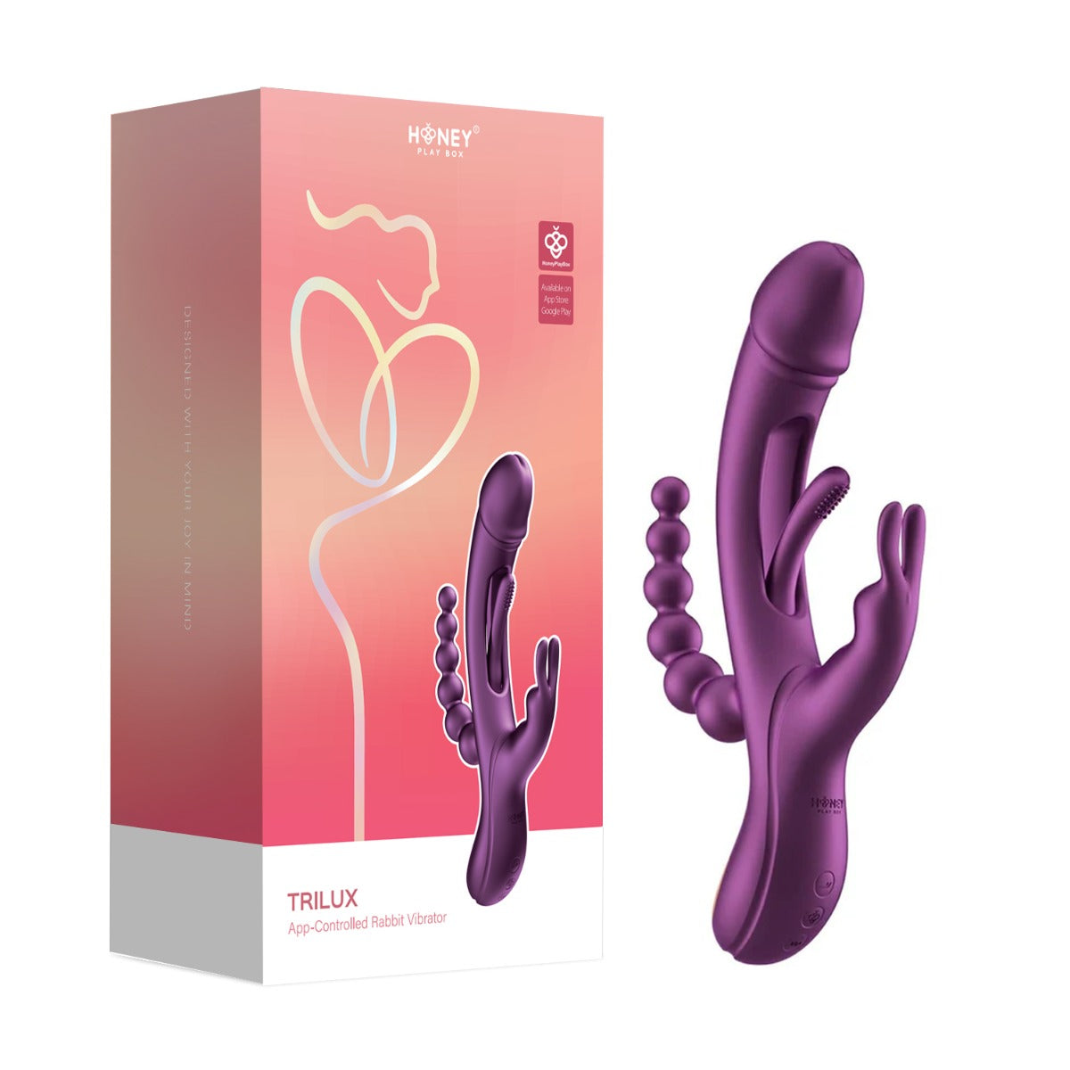 Honey Play Box TRILUX App-Controlled Rabbit Vibrator in Purple – with retail packaging