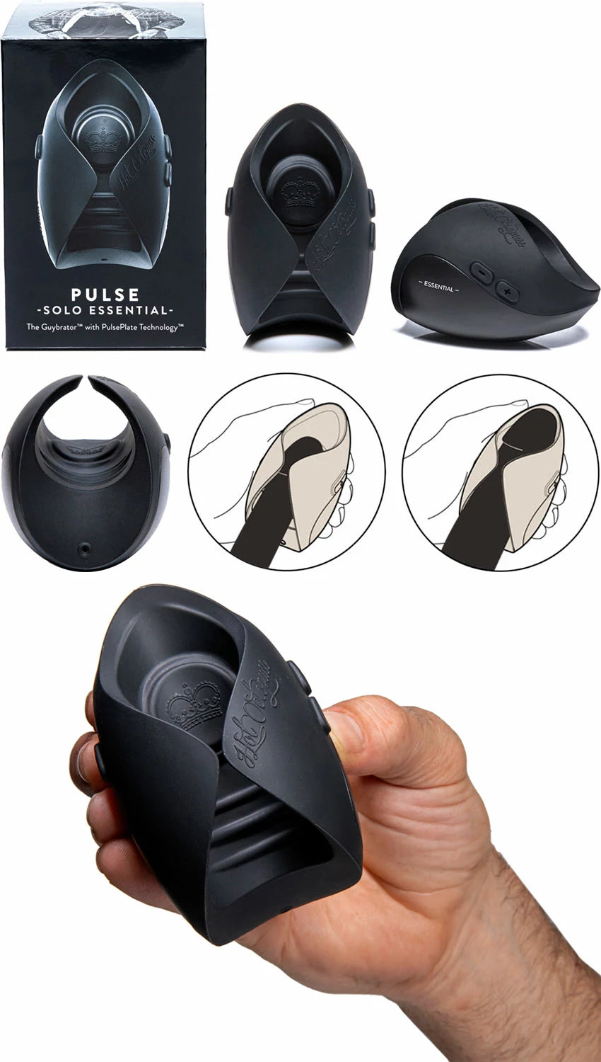 Pulse Solo Essential Guybrator – Hands-Free Male Masturbator with PulsePlate Tech &amp; 9-Speed Oscillator