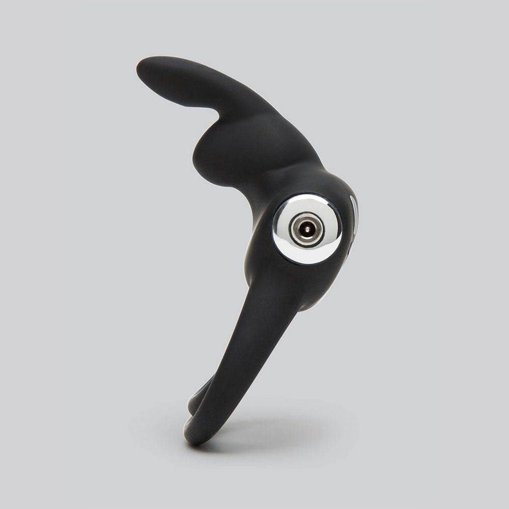 Happy Rabbit Stimulating Rechargeable Rabbit Cock Ring in Black – alternate product view