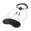BREATHABLE BALL GAG WITH NIPPLE CLAMPS