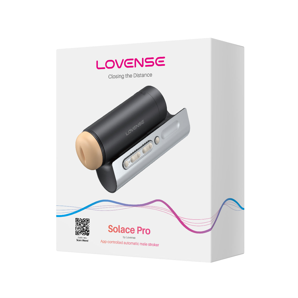 Lovense Solace Pro in Black/Grey/Flesh Pink – with retail packaging