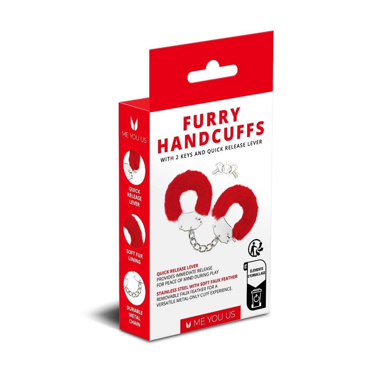 Furry Handcuffs - Red – additional view 3 