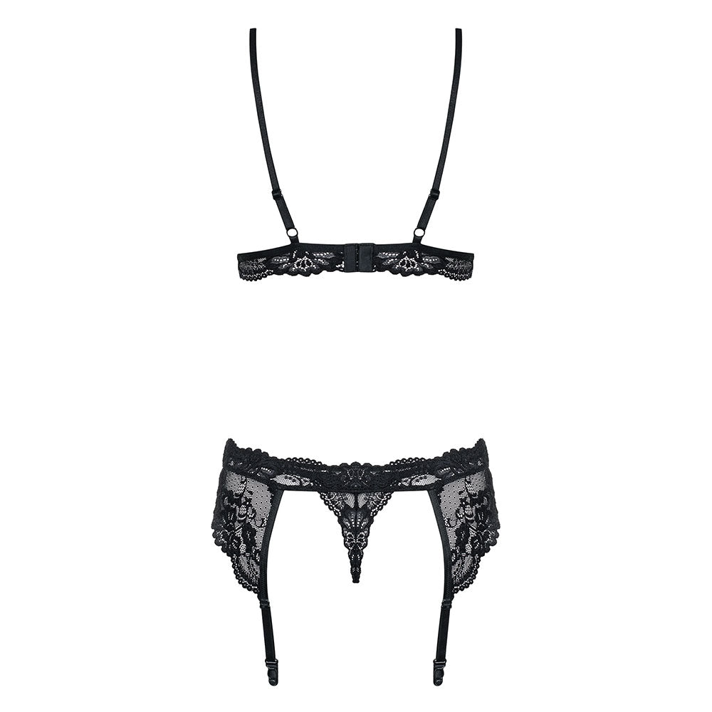810 Padded Lace Bra, Garter Belt &amp; Thong Set – L/XL 