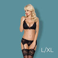 810 PADDED LACE BRA, GARTER BELT & THONG SET