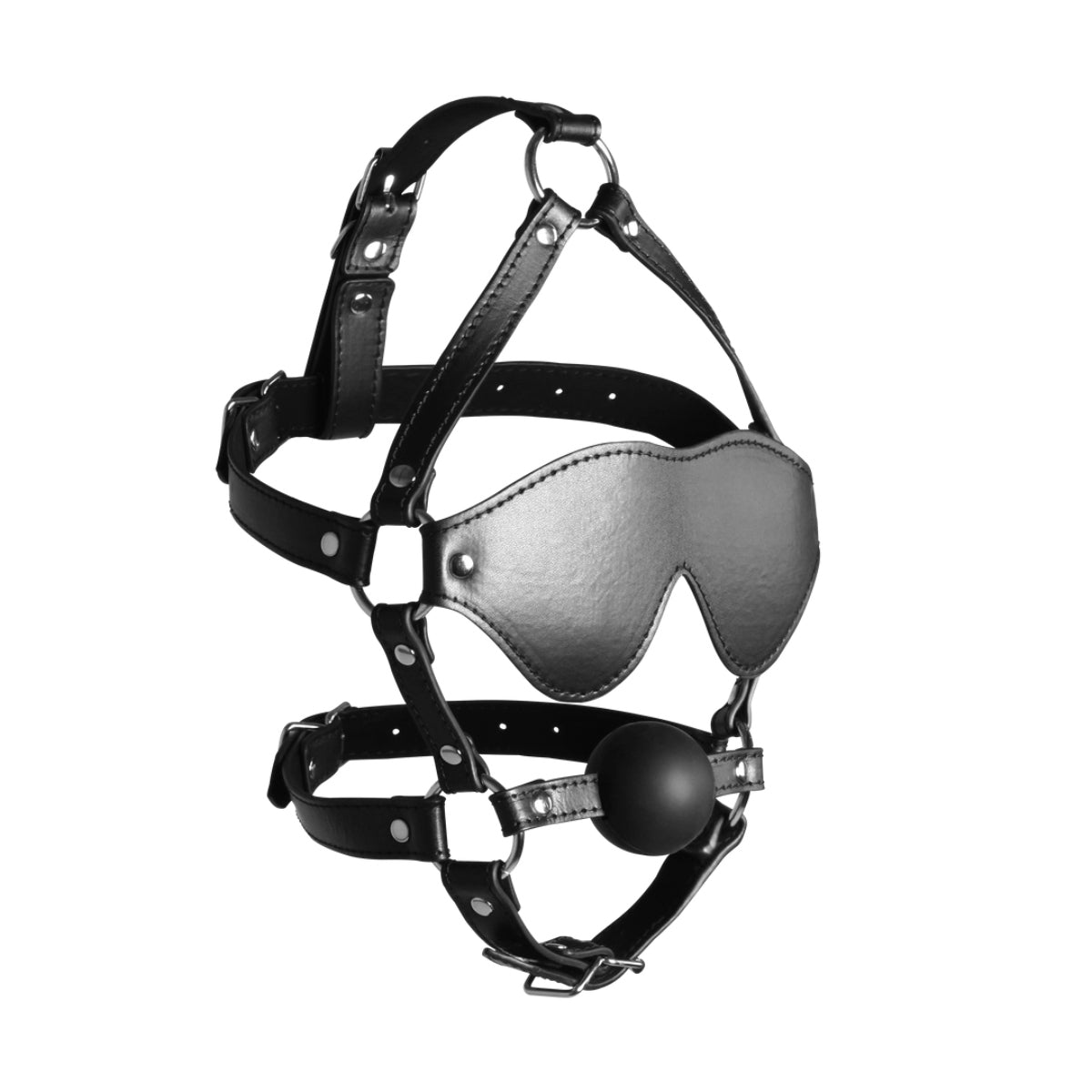 Xtreme Blindfolded Head Harness With Solid Ball Gag