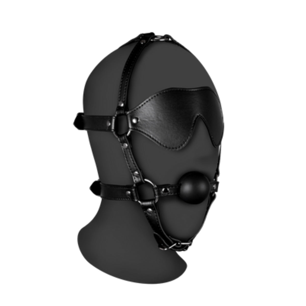 Xtreme Blindfolded Head Harness With Solid Ball Gag – additional view