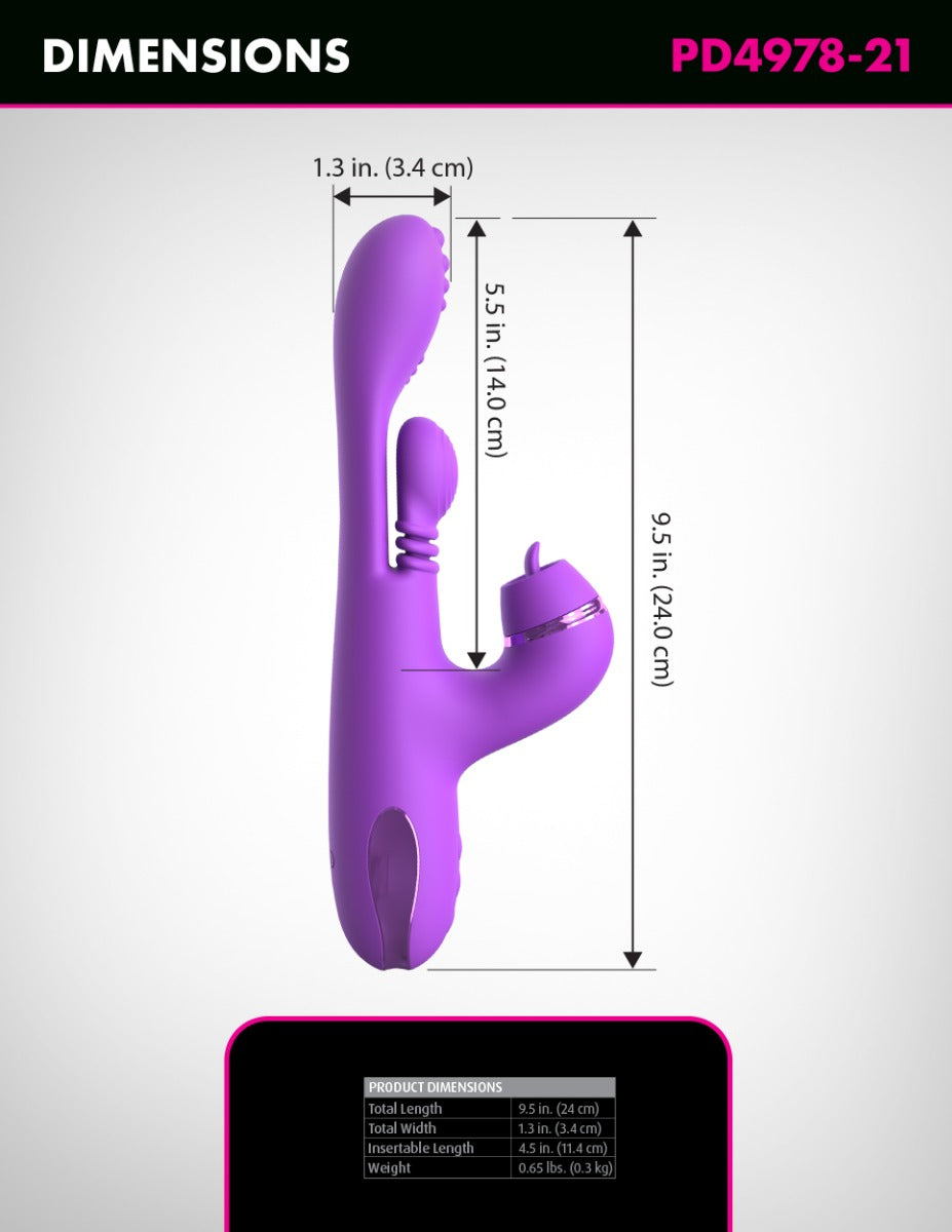 Pipedream Fantasy For Her® - intiMotion Pulse Pro in Purple – size infographic
