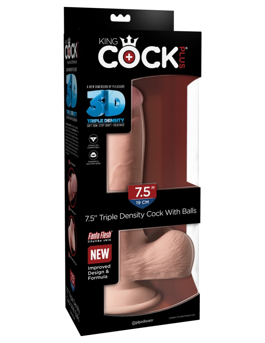 Pipedream King Cock® Plus - Triple Density Cock with Balls – 7.5"