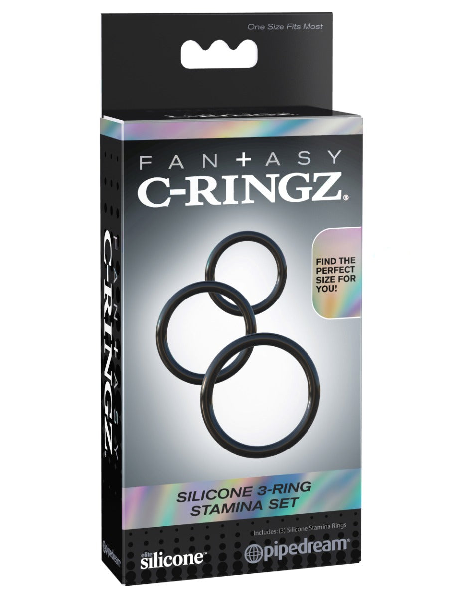 Pipedream Fantasy C-Ringz® - Silicone 3-Ring Stamina Set in Black