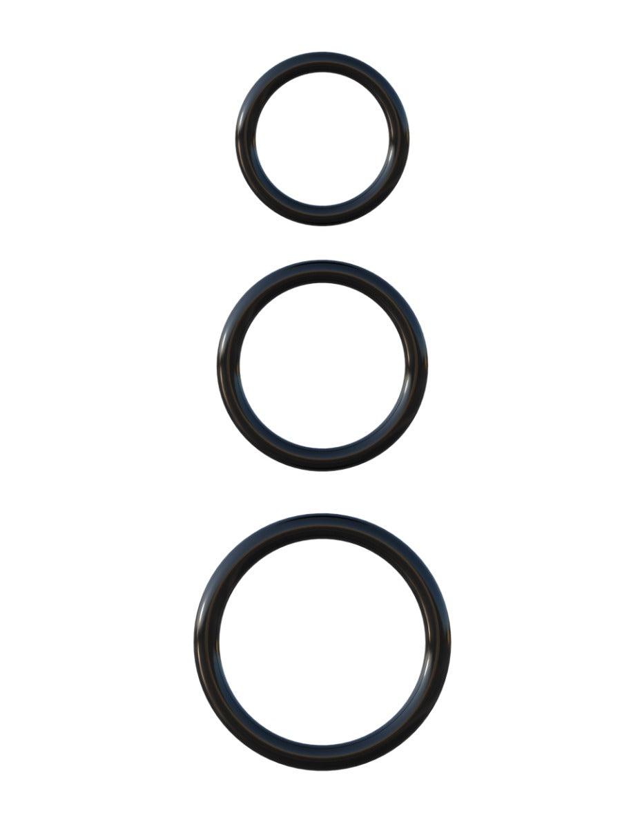 Pipedream Fantasy C-Ringz® - Silicone 3-Ring Stamina Set in Black – alternate product view