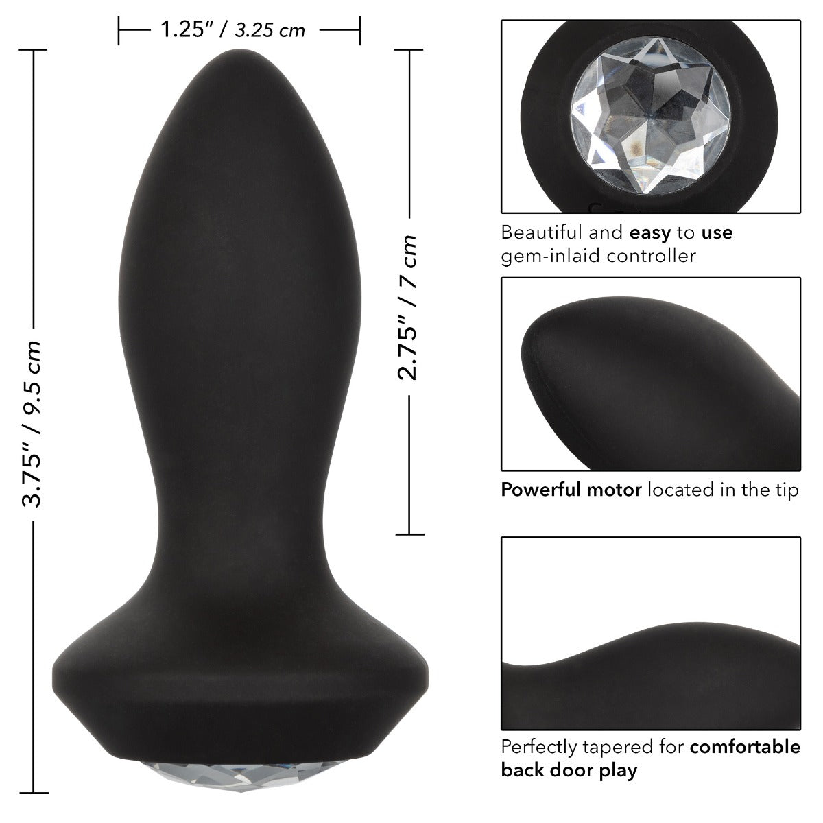Power Gem® Vibrating Petite Crystal Probe in Black – additional product view