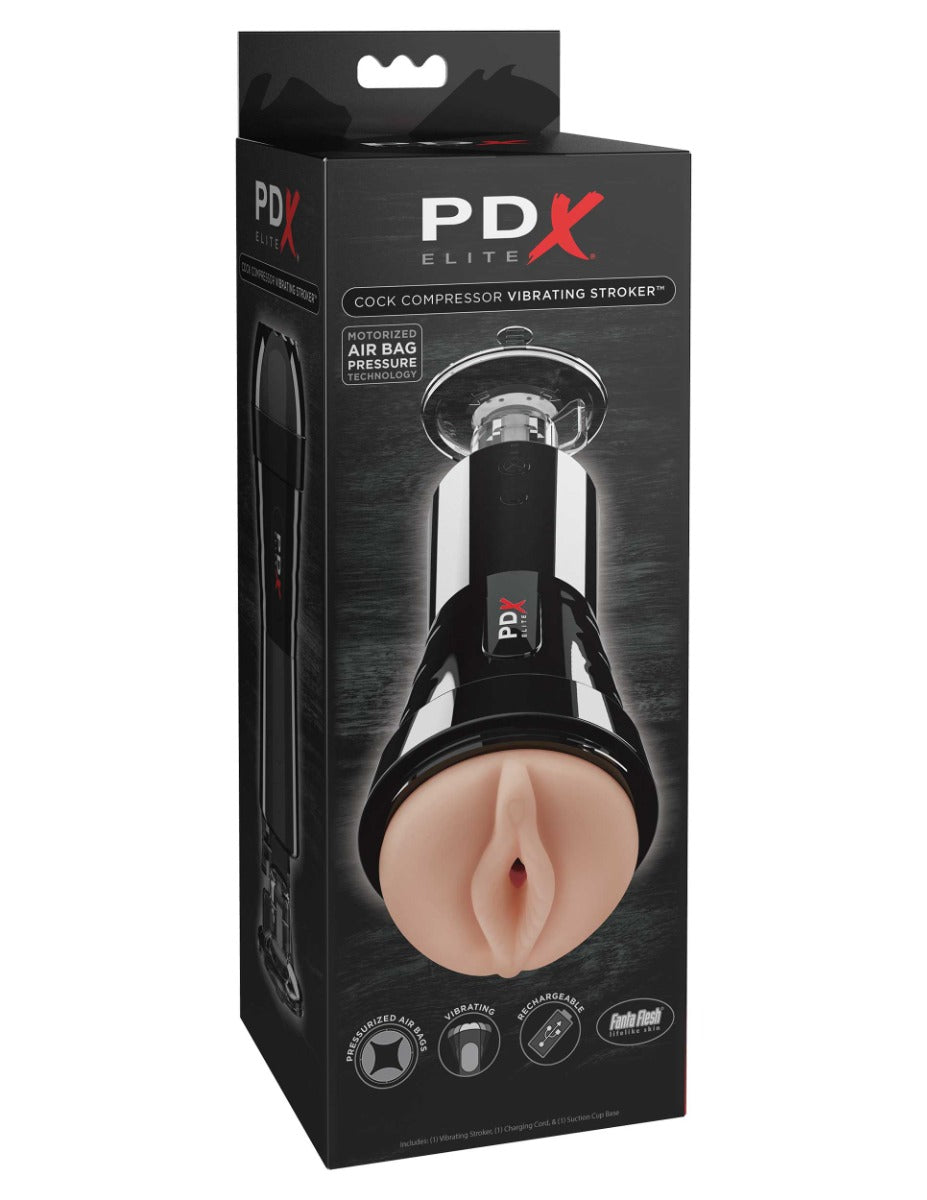 Pipedream Pdx Elite - Cock Compressor Vibrating Stroker in Flesh Pink/Black