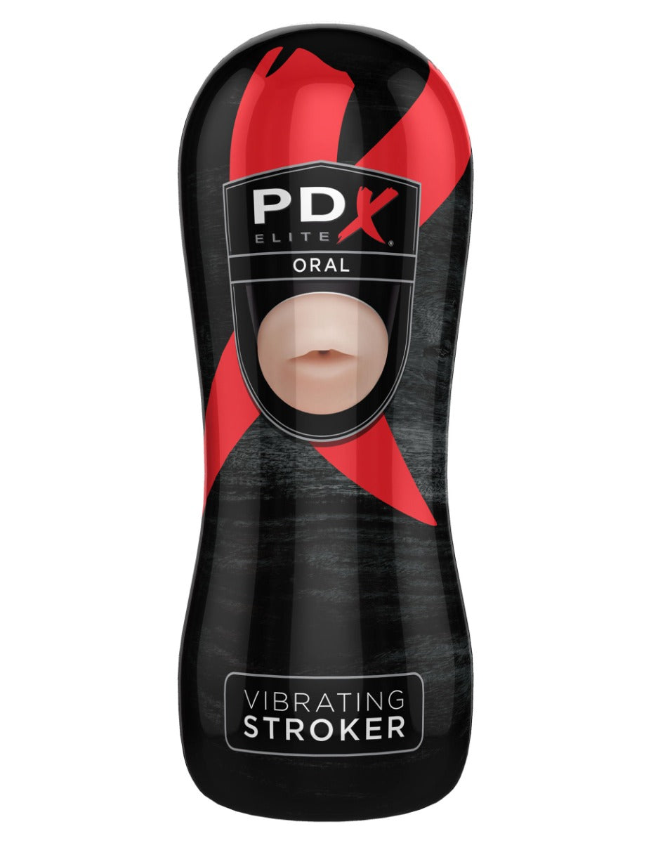 Pipedream Pdx Elite - Vibrating Stroker - Oral in Flesh Pink/Black – alternate product view