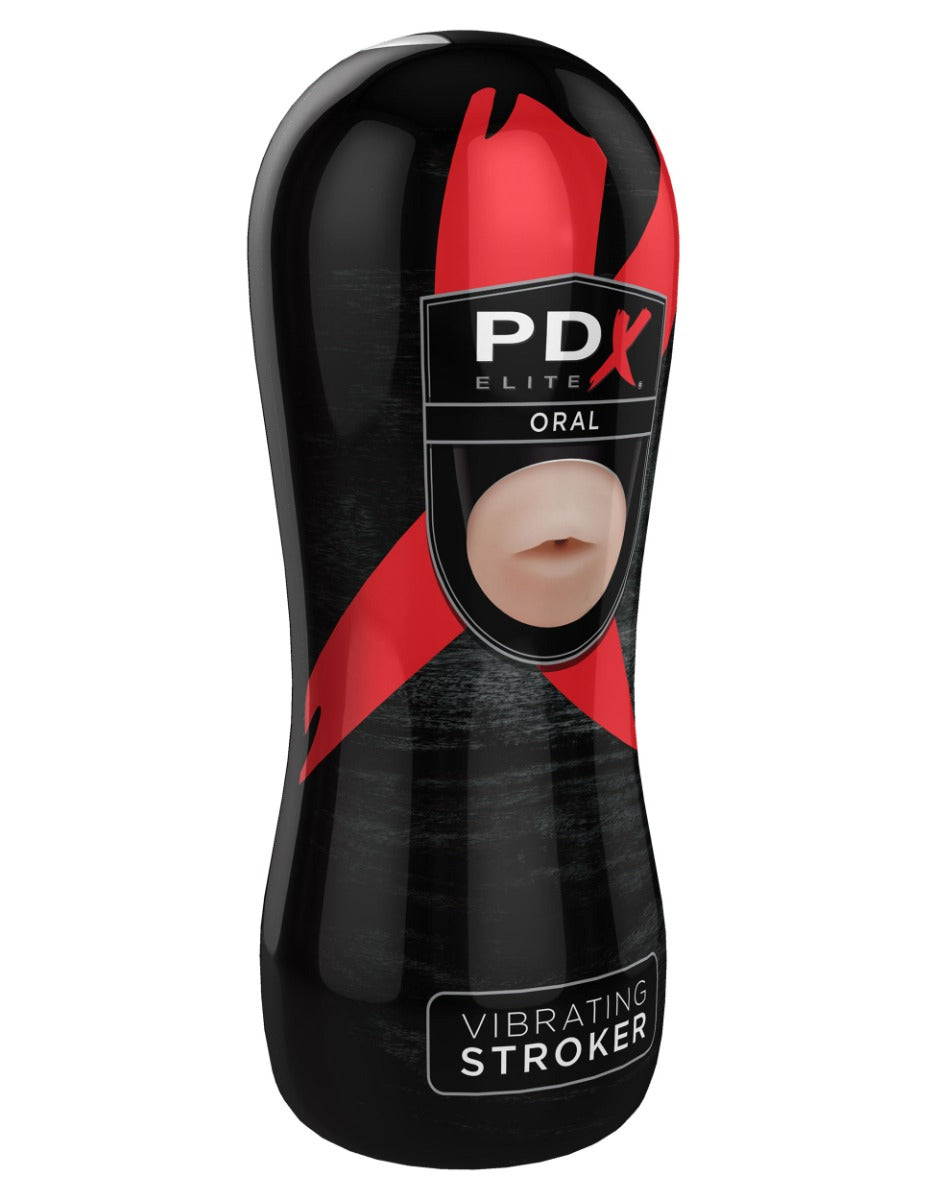 Pipedream Pdx Elite - Vibrating Stroker - Oral in Flesh Pink/Black – alternate product view